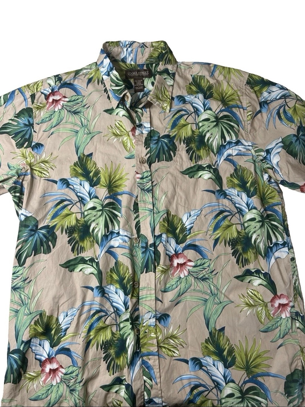 Cookie Street Hawaiian Islands Tropical Aloha Shirt Men’s Large 100% Cotton